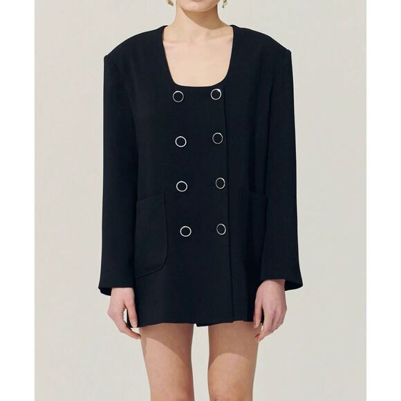 NWT Storets Re:born Sia Double Button Black Blazer Mini Dress Women’s S/M
